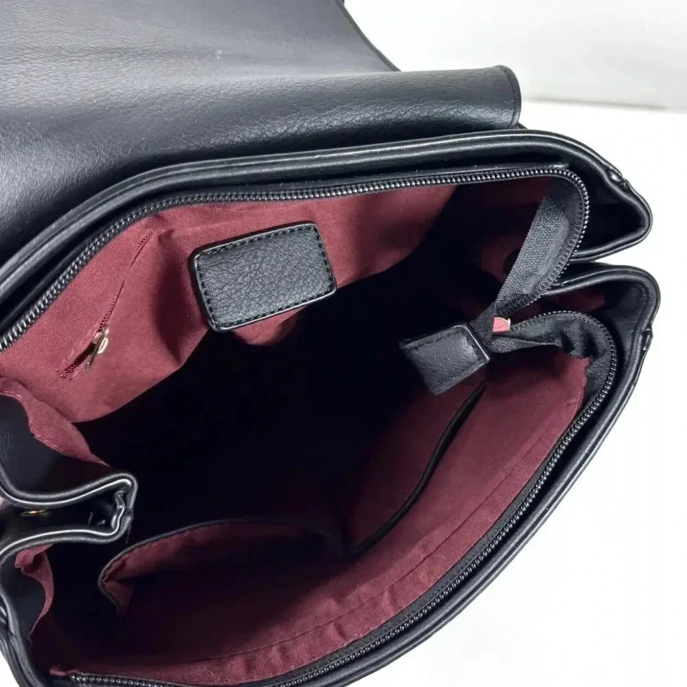 NWT Elegant Black PU Vegan Leather Backpack - Picture 4 of 4